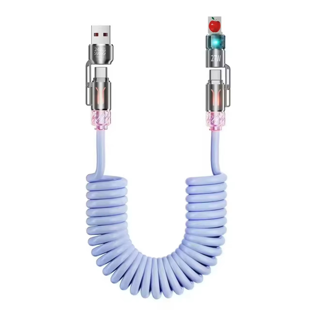 Aluminum Alloy Type-C Fast Charging Cable Set for Travel Use-Easy-to-Store Simultaneous Charging Multiple Devices Data Cable