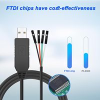 Cable Adaptador USB a TTL Serial de 3.3V, Señal TX RX, 4 Pines, Paso de 0.1 Pulgadas, Conector Hembra, Chip FT232, Compatible con Windows 10, 8, 7, XP, Vista