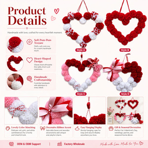 Guirlande en forme de cœur en gros pour décoration de mariage, guirlande pompons DIY pour la Saint-Valentin, décoration suspendue en peluche pour intérieur, cadeau - Product Image 3