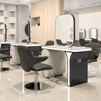 BoJue Salon de beauté Coupe de cheveux Miroir de table Salon de coiffure Miroir Station de salon Ensemble de meubles Salon de coiffure Miroir mural avec Led