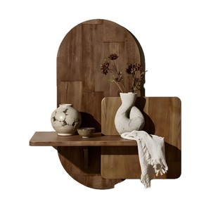 Solid Wood <b>Wall</b> <b>Mounted</b> <b>Shelf</b> Irregular Shape Multipurpose Storage Rack For Living Room Display - Product Image 1