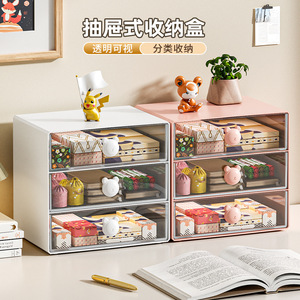 <b>Desktop</b> Storage Drawers Transparent <b>Organizer</b> With Bear Handle <b>For</b> Office Cosmetics And Sundries Classification Storage - Product Image 3