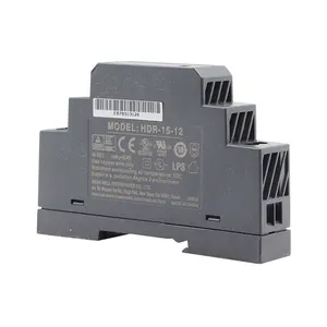 Mean Well HDR-15-12 15W 5-48V Din Rail 85-264V Slim Step Shape Building automatisation 15W 12V alimentation électrique