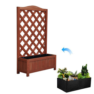 <strong>Planters</strong> Outdoor <strong>Large</strong> Eco-Friendly Durable Fir Wood Box Minimalist Design Garden Pots Lattice <strong>Trellis</strong> Climbing Plants Home - Product Image 1