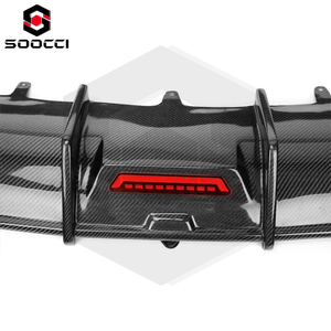 Fibra di carbonio KB stile luci a LED <span class=keywords><strong>A6</strong></span> S6 diffusore per <span class=keywords><strong>Audi</strong></span> S6 C7.5 <span class=keywords><strong>A6</strong></span> Sport paraurti posteriore Splitter labbro Kit corpo Spoiler 2016-2018 - Product Image 3
