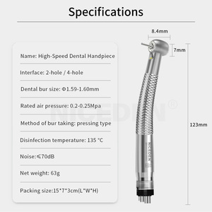 Turbine dentaire haute vitesse NICEDEN avec valve de filtration 4 ports, poignée antidérapante diamantée et LED SMD pour dentistes - Product Image 6