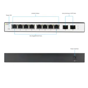 محول شبكات سطح المكتب 2.5 جيجا بايت متعدد بسهولة وإدارة ذكية 8 منافذ مع 2 10G SFP + فتحات الاتصال العالي