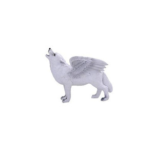 Statuette Personalizzate in Resina di Lupo Bianco con Ali d'Angelo - Product Image 1