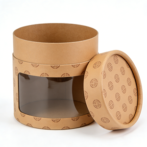 Premium Kraft Paper Cylinder Tube With Display <b>Window</b> Custom Size Box For Gift Tea Cosmetic Use - Product Image 5