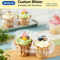 Barquette à pâtisserie personnalisée à 2 compartiments, barquette intérieure en plastique thermoformé de qualité alimentaire pour l'emballage à emporter de cupcakes et muffins