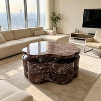 Table basse en marbre Rosa Lavanto en forme de fleur, table moderne pour salon, meubles en pierre naturelle de luxe