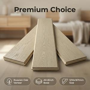 Parquet multicouche en bouleau massif importé de Russie, haute stabilité, taille 1210x167x14mm, idéal pour les grandes surfaces de séjour et de salle à manger - Product Image 2