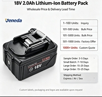 Pasokan Pabrik Baterai Lithium 18V 2.0Ah 36W untuk Bor Tanpa Kabel, Paket Baterai Alat Listrik Isi Ulang 500 Siklus, Baterai Pengganti Alat Listrik