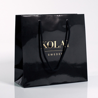 Bolsa de Papel de Regalo Personalizada con Logotipo de Marca, Bolsa de Compras de Papel Negro de Lujo para Ropa
