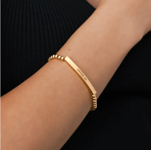 Bracelet extensible en acier inoxydable avec logo personnalisé, phrase inspirante, mots gravés, barre gravée, bijoux encourageants et motivants - Product Image 5