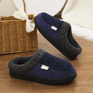 Nouvelles pantoufles en peluche rayées pour couples, chaudes pour l'hiver, doublées de polaire, antidérapantes, à semelle épaisse, pour la maison - Product Image 5