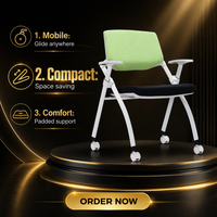Chaise de formation moderne en tissu, pliable et à roulettes, pour salle d'école, hôtel, hôpital