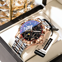 Reloj POEDAGAR 1415 para Hombre, Diseño Hueco con Tourbillon, Mecánico Automático, Resistente al Agua, Luminoso, de Acero Inoxidable