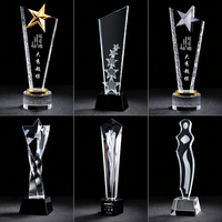 Trophée personnalisé en cristal Hypercrafts avec base en métal, logo gravé au laser 3D pour les champions de compétitions sportives