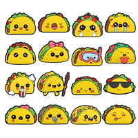 Accessoires de décoration pour chaussures en caoutchouc souple, style dessin animé mignon, amovibles, thème tacos mexicains, pour sabots, vente en gros