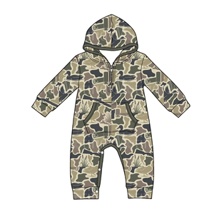 LR3029 Conjunto de pelele con capucha para bebé, niño, estampado de pato, manga larga, venta al por mayor - Product Image 1