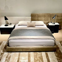 Cama de lujo moderna tamaño king, cabecero grande con mechones, cama de habitación, conjunto de muebles de dormitorio modernos, muebles de cama doble personalizables