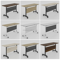 Table de formation pliante moderne et minimaliste, bureau d'école et de bureau mobile, longue table de réunion rabattable, combinaison libre, rangement intégré