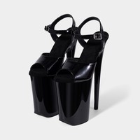 Chaussures de pole dance personnalisées de 9 pouces en cuir PU à bout ouvert avec plateforme et talons pour l'entraînement de pole fitness et les spectacles sur scène OEM