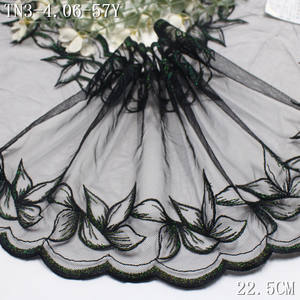 Nouvelle conception, dentelle noire douce de 22 cm avec des fleurs scintillantes et un fil métallique, broderie en maille pour soutien-gorge féminin - Product Image 6