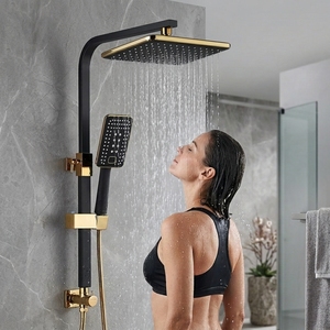 <span class=keywords><strong>Mitigeur</strong></span> de <span class=keywords><strong>douche</strong></span> <span class=keywords><strong>thermostatique</strong></span> mural à poignée unique en laiton <span class=keywords><strong>noir</strong></span> huilé avec barre coulissante et pommeau carré pour usage hôtelier - Product Image 1