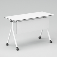 Table de conférence moderne en bois LIWEI avec design pliable, pieds en acier extensibles, roulettes et étagère de rangement - Mobilier de bureau de luxe