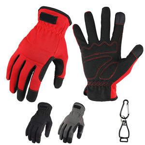 Guantes de trabajo de seguridad mecánicos con pantalla táctil antivibración antisilp de cuero sintético al por mayor de fábrica - Product Image 1