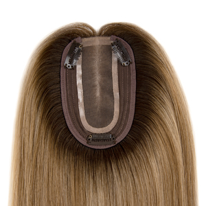 Topper en dentelle mono 3"×5" pour femmes, cheveux humains russes alignés sur les cuticules, base en soie à raie libre, nœuds invisibles - Product Image 3