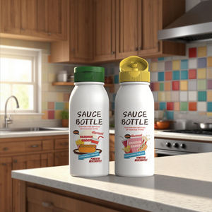 Bouteille à rabat avec étiquette NFC intégrée <span class=keywords><strong>pour</strong></span> la traçabilité des sauces premium, ketchup, mayonnaise, emballage, matériau de qualité alimentaire, prix OEM personnalisé en vrac - Product Image 1