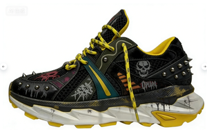 Zapatillas Deportivas Retro con Diseño Desgastado - Zapatillas Chunky con Detalles de Grafiti de Telaraña Estilo Gótico Punk y Personalización OEM ODM - Product Image 4