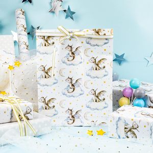 Dragon Wrapping Paper 17 Inch X 16.5 Feet Eco Friendly Single Side Craft Paper Baby Shower First Birthday Gift <b>Wrap</b> - Product Image 4
