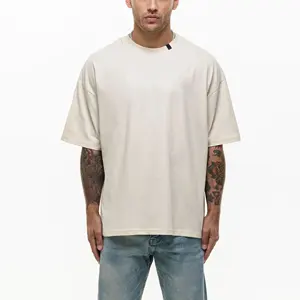 OEM Service Men's Oversized T-Shirt 100% Cotton Blank Jersey Fabric Tee Drop Shoulder 220 Grams O-Neck Sporty tshirt