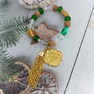 Topvesko Nuovo Bracciale Fatto a Mano con Cristalli Verdi, Perline e Nappine in Stile Sorority Greca, Catena DIY con Charm - Product Image 6