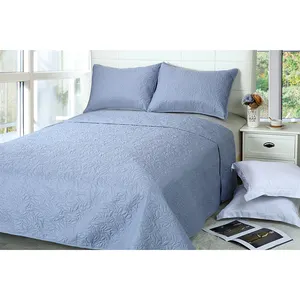 Atacado alta qualidade cama dupla cover set luxo poliéster azul consolador set venda