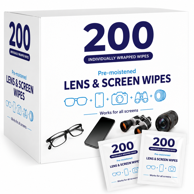 Private Label Individually Wrapped Pre-moistened Lens and Screen Cleaning Wipes for Eyeglasses