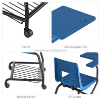 Chaise de formation ergonomique moderne en plastique écologique avec tablette d'écriture pliable et support de tablette verrouillable pour étudiant