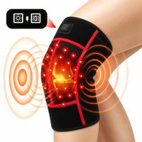 Masseur chauffant électrique pour genoux avec vibration, attelle de genou en graphène USB, appareil de massage à LED lumière rouge, réglable et portable