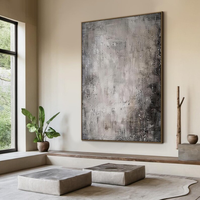 Grande peinture à l'huile abstraite moderne et élégante sur toile grise Wabi-sabi Wall Art pour le salon encadré et pour la décoration de la salle de bain