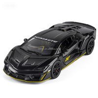 Modèle de voiture de sport en alliage moulé sous pression, échelle 1:32, portes ouvrables, aileron arrière relevable, lumières, son, fonction de recul