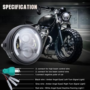 Faro LED Redondo para Motocicleta con Carcasa, Señal de Giro, DRL, Luz Alta/Baja para Harley, Honda, Suzuki, <span class=keywords><strong>Yamaha</strong></span> - Product Image 6