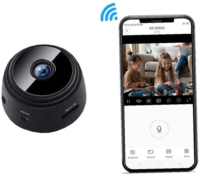 WiFi Camera Mini A9 Security Camera Wireless Surveillance HD 1080P CMOS IP67 Waterproof Night Vision for Car Home Office Black