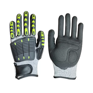 قفازات عمل جلدية واقية مقاومة للقطع بمعيار ANSI A4 ومضادة للصدمات من مطاط TPR، ميكانيكية مخصصة لحقول النفط والبناء بمستوى أمان 5 وشعار مخصص - Product Image 3