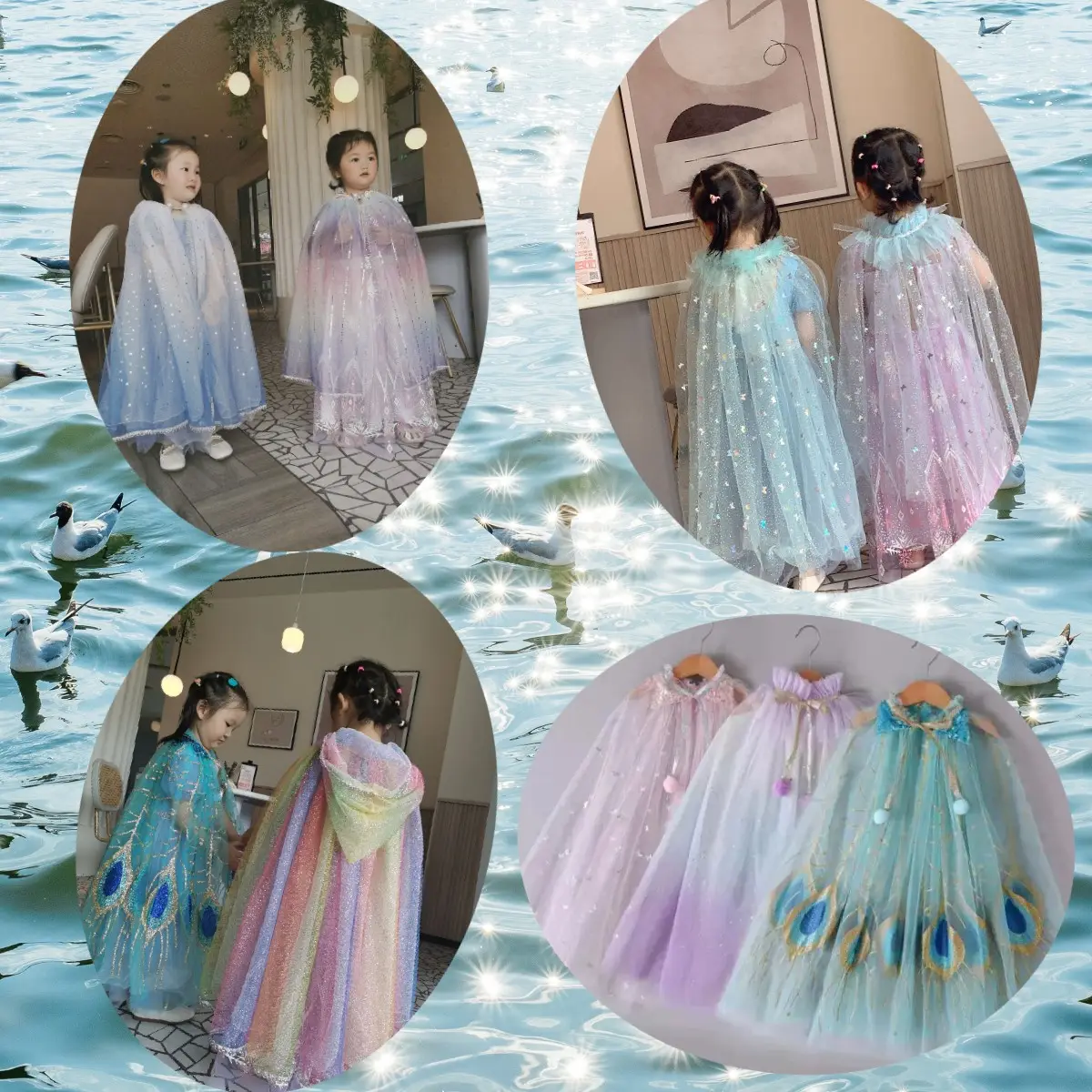 Yiwu Yiyuan mantel jubah glitter anak perempuan cosplay anak-anak penjualan laris mantel butik jubah anak-anak panjang grosir
