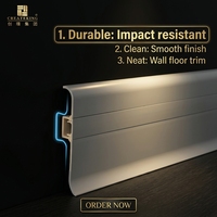 Plinthe LED SPC PVC Premium 70 mm, moderne, durable, écologique, résistante à l'eau, idéale pour les revêtements de sol LVT pour hôtels et villas