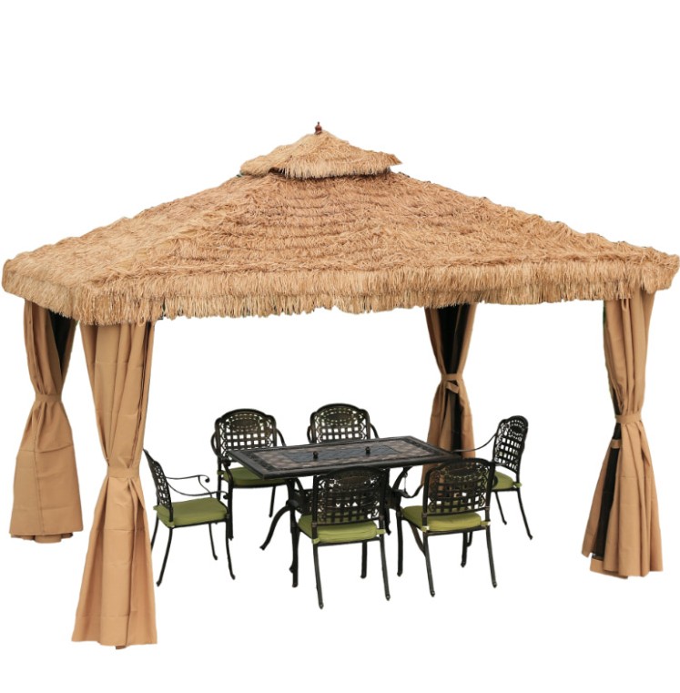 Steel outdoor garden gazebo thatched cottage thatched shed awning tent gazebo sale